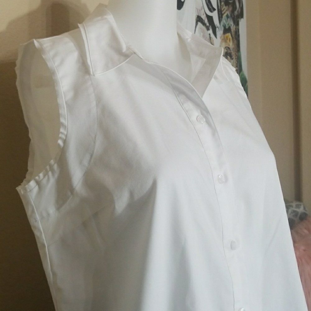 NWT ANTHROPOLOGIE MARLED WHITE TUNIC CHIC BUTTON - Picture 3 of 7